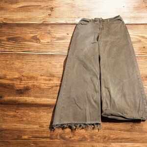 vervet Vintage Brown Wide-Leg Frayed Hem or rolled Pants